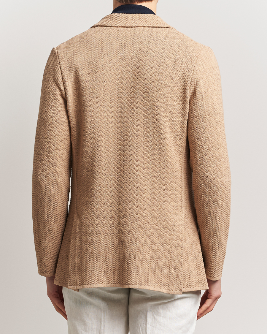 Hombres | Blazers | Lardini | Knitted Cotton Structured Blazer Beige