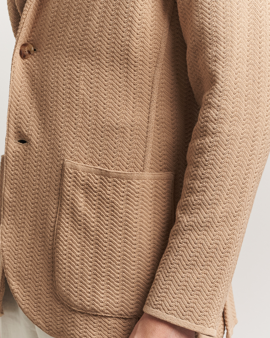 Hombres | Blazers | Lardini | Knitted Cotton Structured Blazer Beige