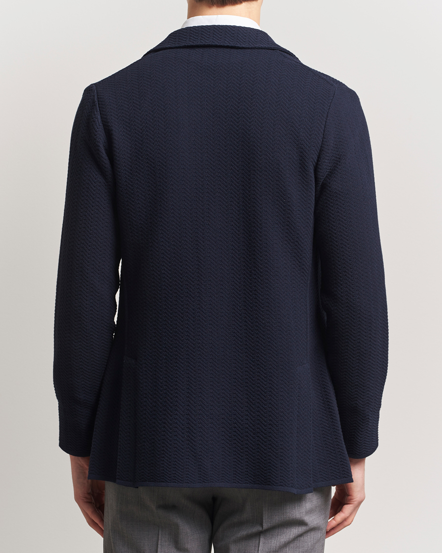 Hombres | Blazers | Lardini | Knitted Cotton Structured Blazer Navy