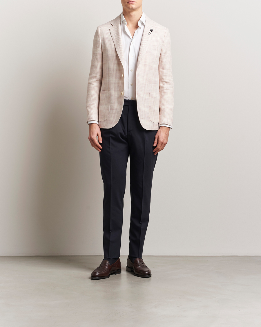 Hombres | Blazers | Lardini | Linen/Wool Glencheck Blazer Pink