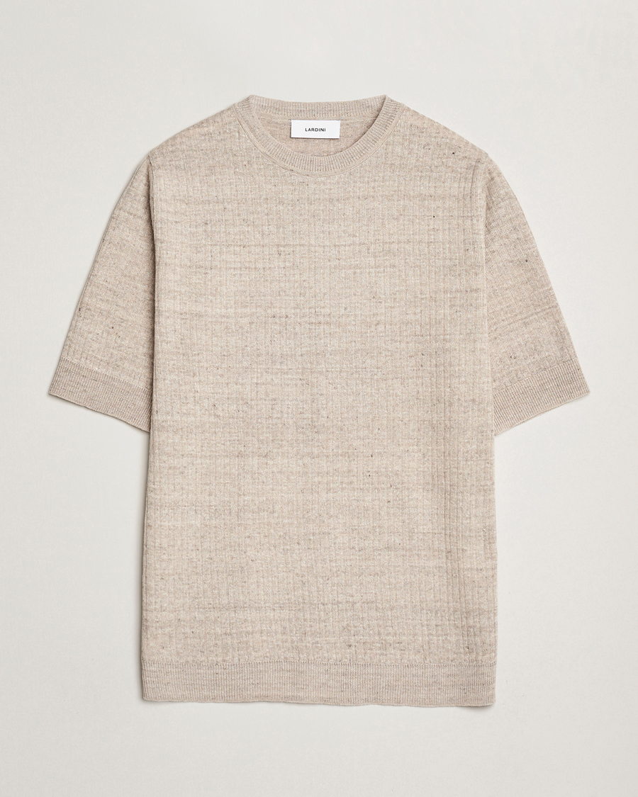 Hombres | Camisetas | Lardini | Knitted Linen/Cotton T-Shirt Beige