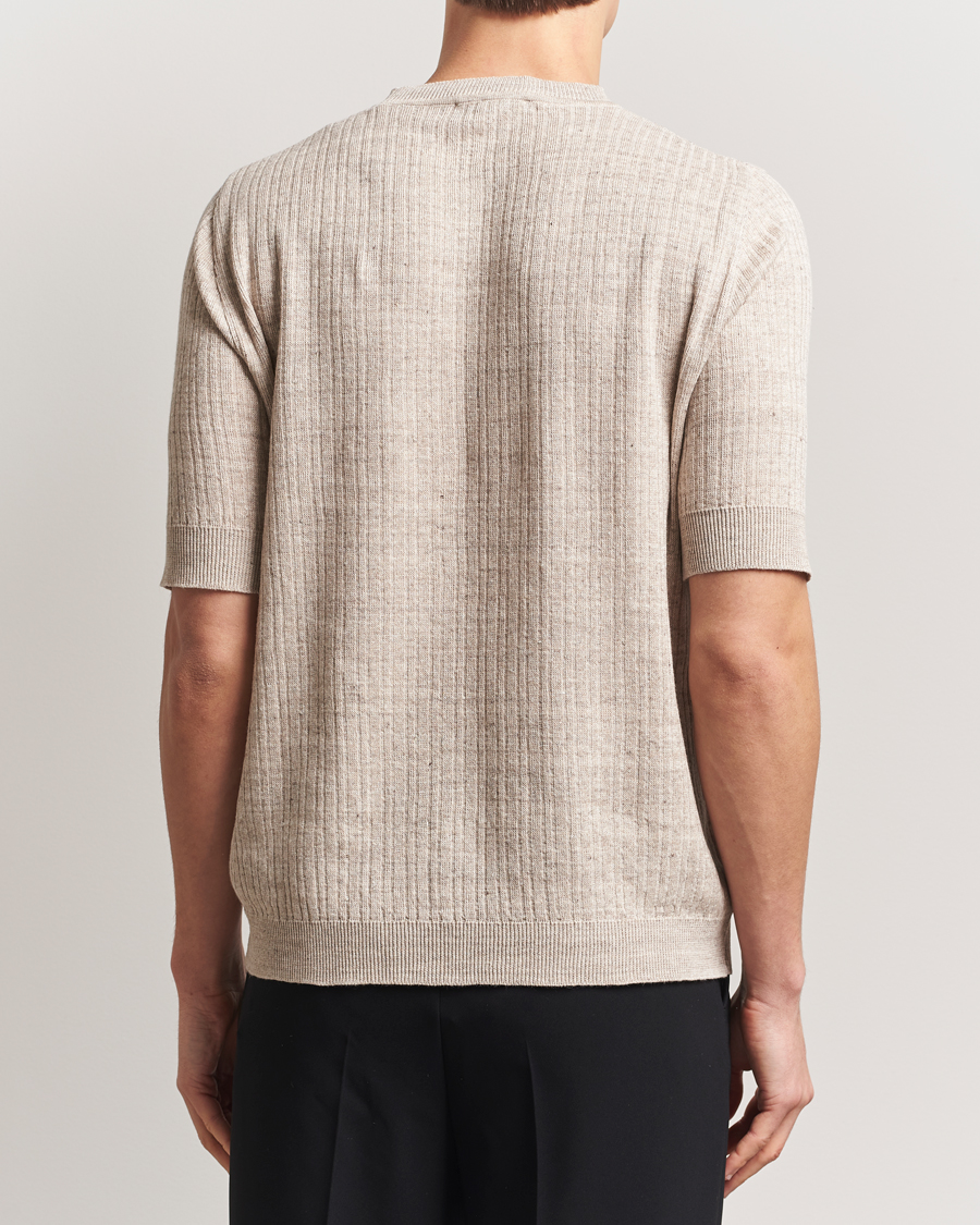 Hombres | Camisetas | Lardini | Knitted Linen/Cotton T-Shirt Beige