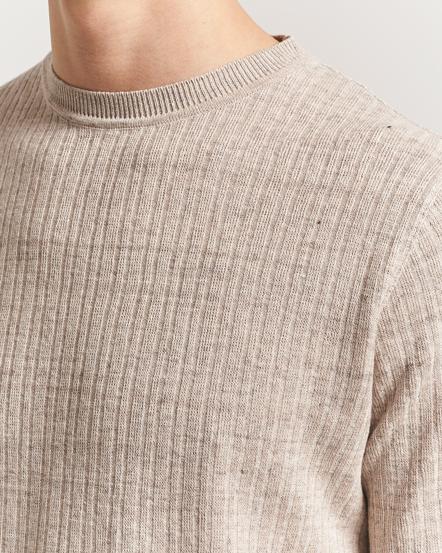 Hombres | Camisetas | Lardini | Knitted Linen/Cotton T-Shirt Beige