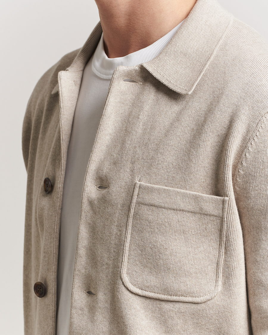 Hombres | Camisas | Morris | Jake Knitted Shirt Jacket Beige