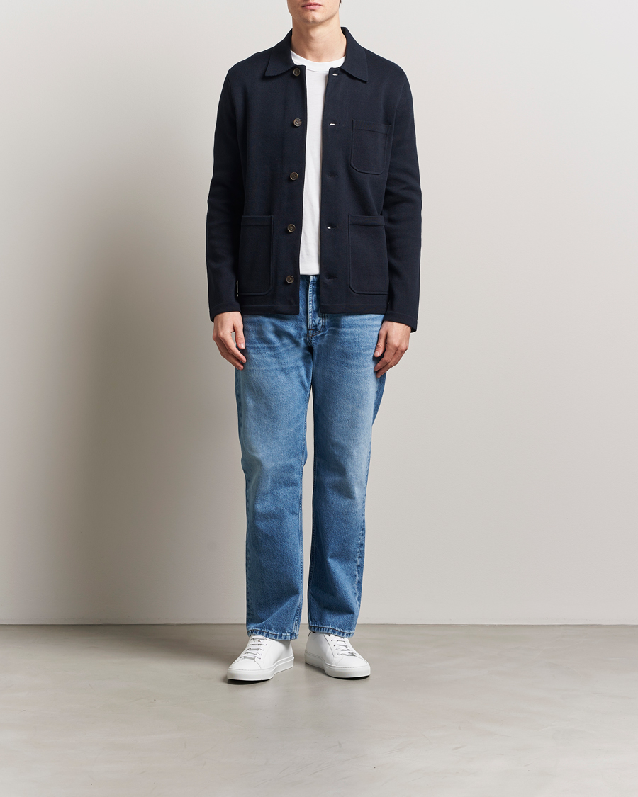 Hombres | Camisas | Morris | Jake Knitted Shirt Jacket Navy