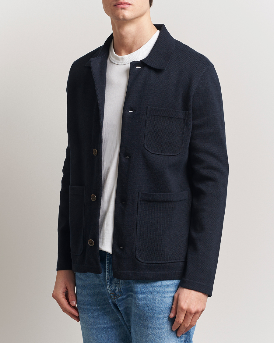 Hombres | Camisas | Morris | Jake Knitted Shirt Jacket Navy