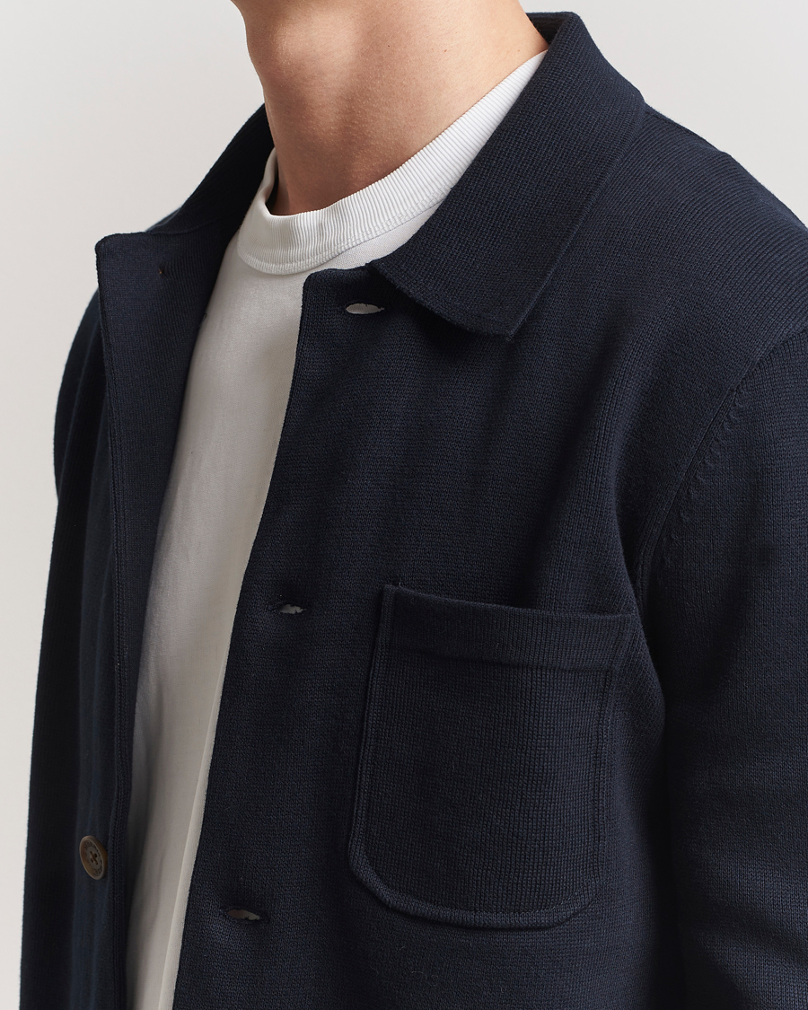 Hombres | Camisas | Morris | Jake Knitted Shirt Jacket Navy