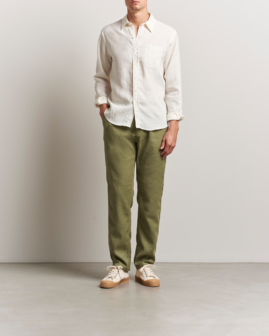 Hombres | Pantalones | Morris | Fenix Linen/Cotton Trousers Olive
