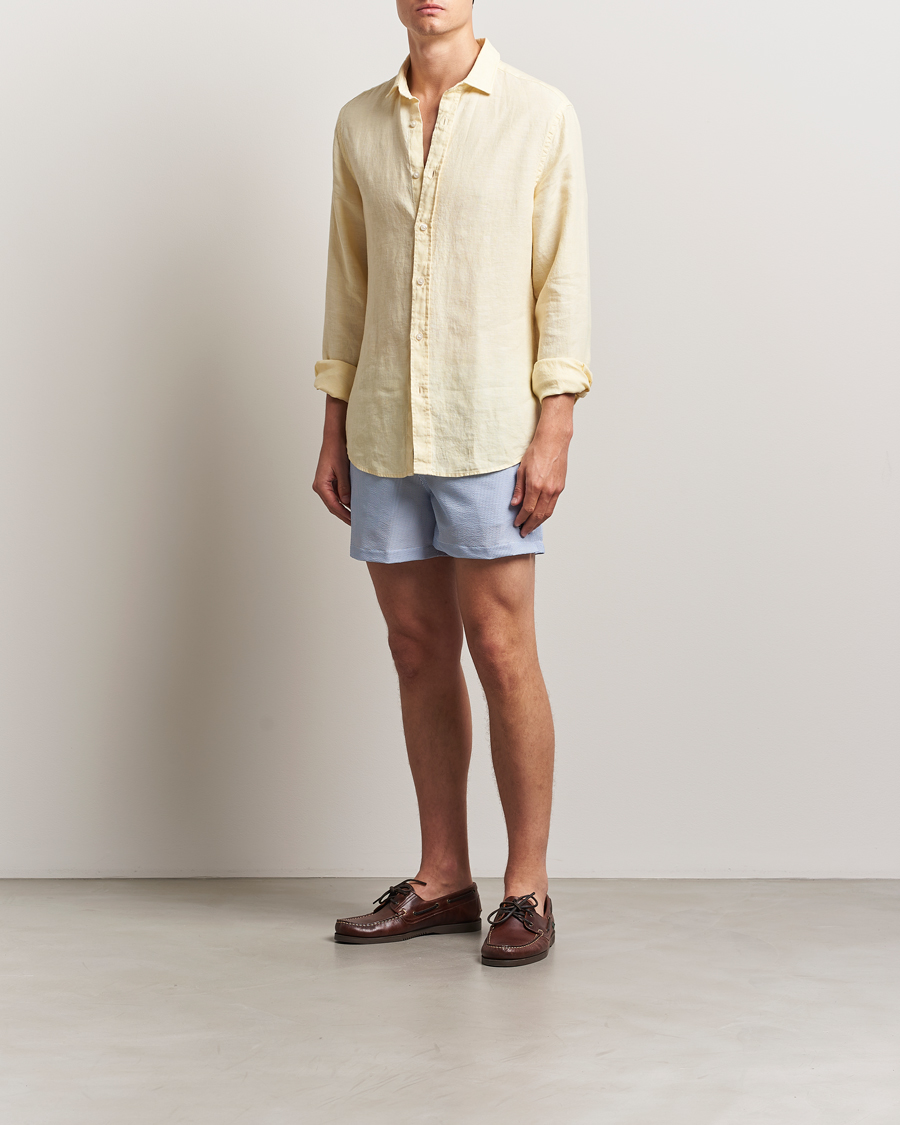 Hombres | Bañadores | Morris | Seersucker Bathing Trunks Light Blue