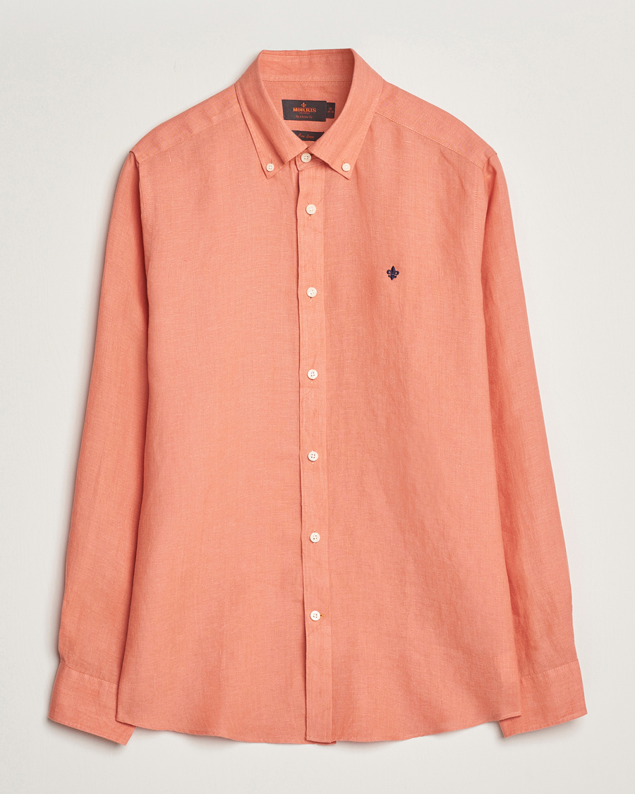 Hombres | Camisas | Morris | Douglas Linen Button Down Shirt Burnt Orange
