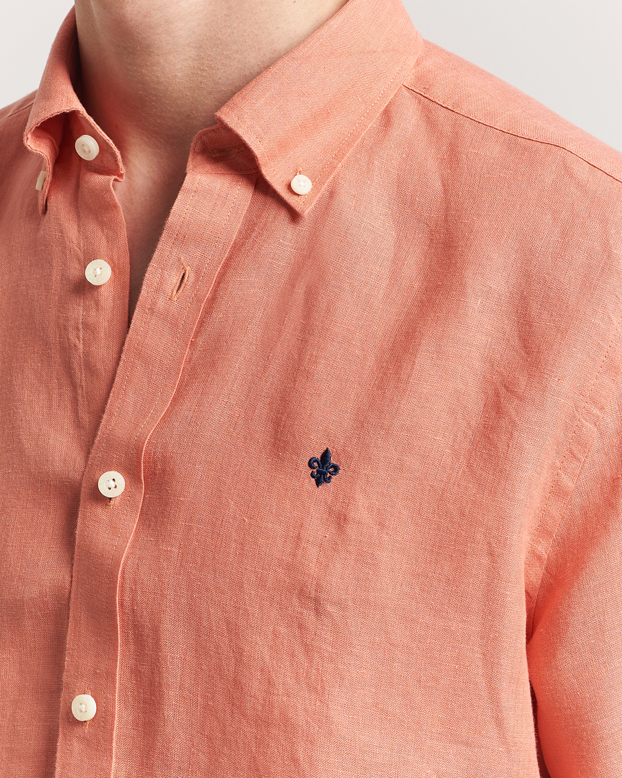 Hombres | Camisas | Morris | Douglas Linen Button Down Shirt Burnt Orange