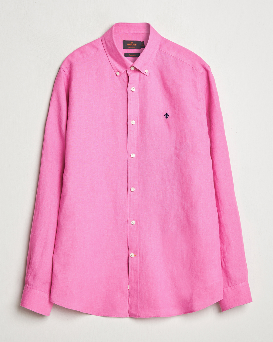 Hombres | Camisas | Morris | Douglas Linen Button Down Shirt Cerise