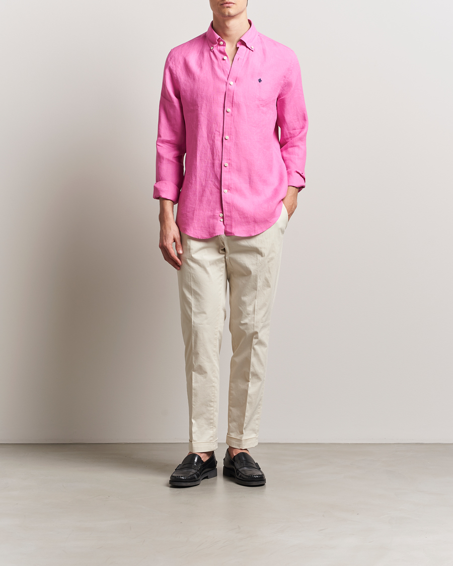Hombres | Camisas | Morris | Douglas Linen Button Down Shirt Cerise