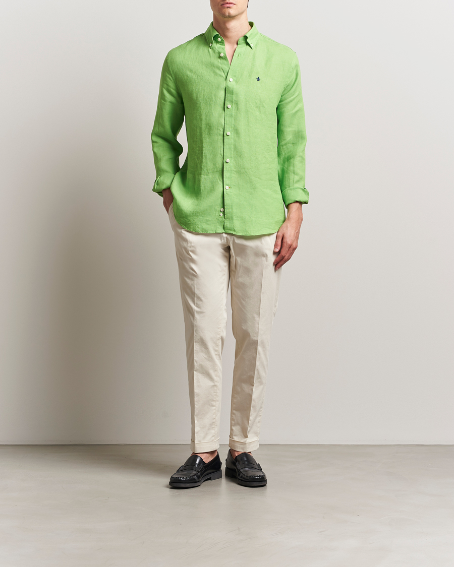 Hombres | Camisas | Morris | Douglas Linen Button Down Shirt Green