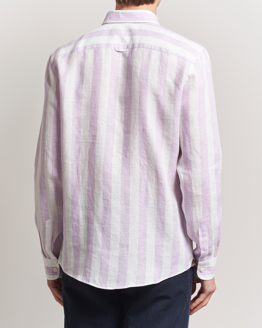 Hombres | Camisas | Morris | Douglas Striped Linen Shirt Purple