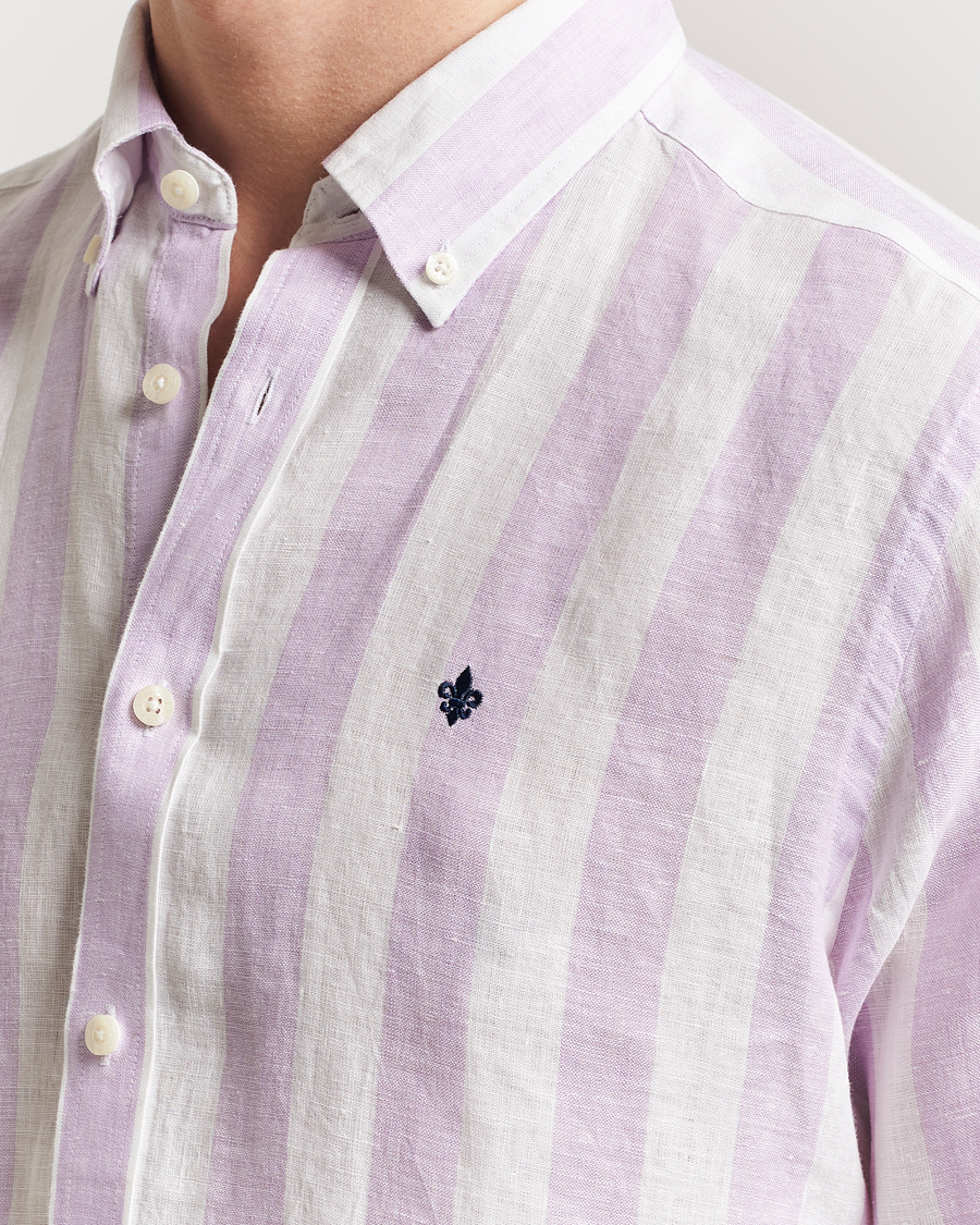 Hombres | Camisas | Morris | Douglas Striped Linen Shirt Purple