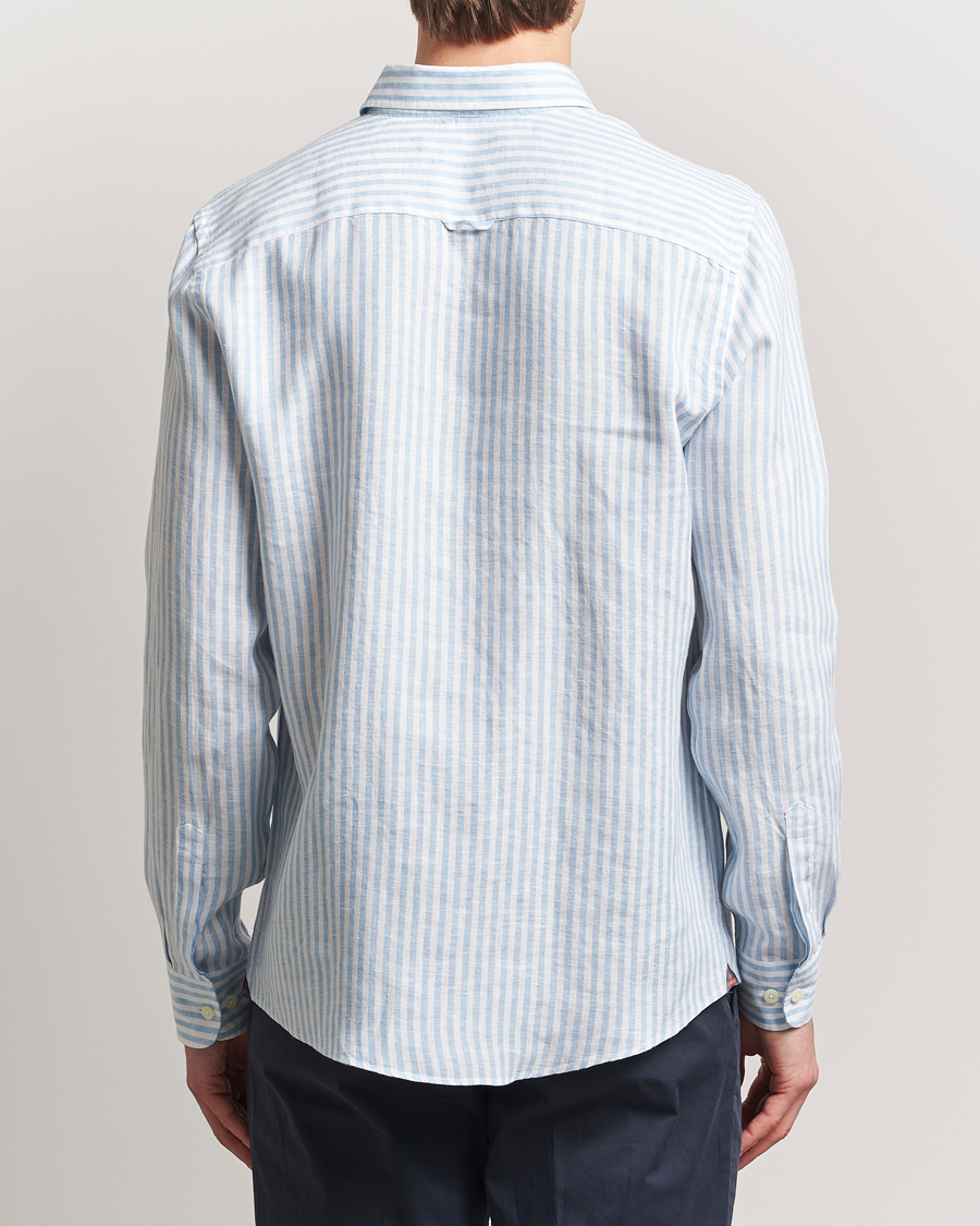Hombres | Camisas | Morris | Douglas Striped Linen Shirt Light Blue