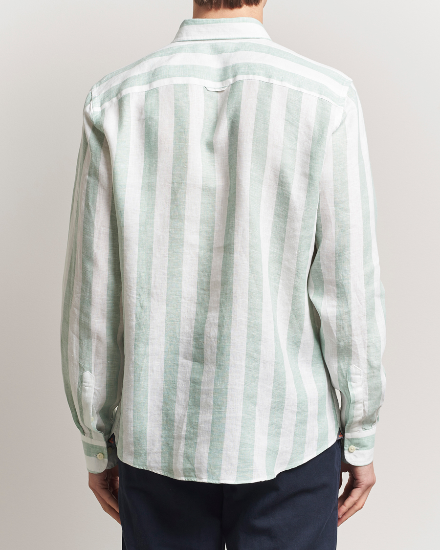 Hombres | Camisas | Morris | Douglas Striped Linen Shirt Light Green