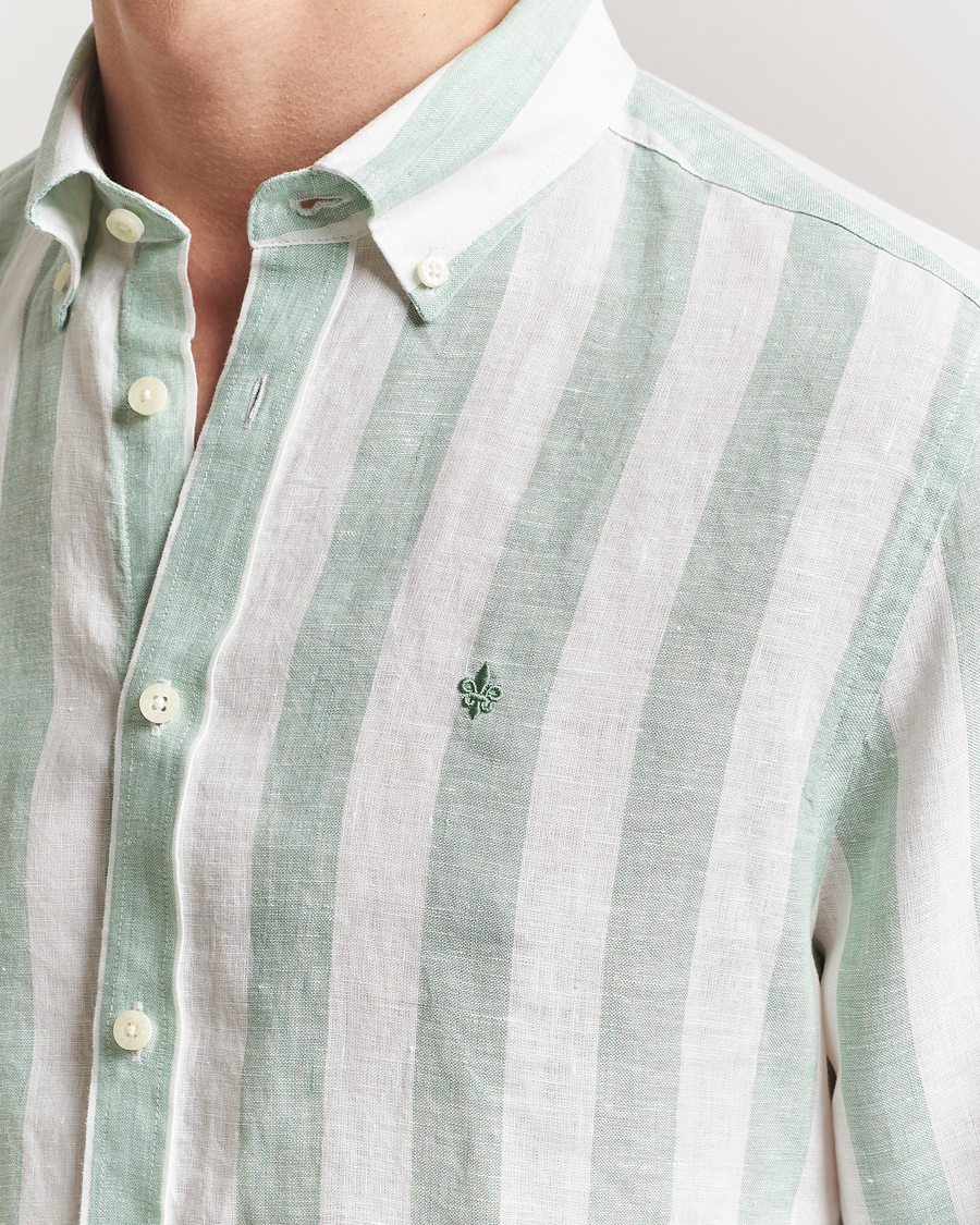 Hombres | Camisas | Morris | Douglas Striped Linen Shirt Light Green