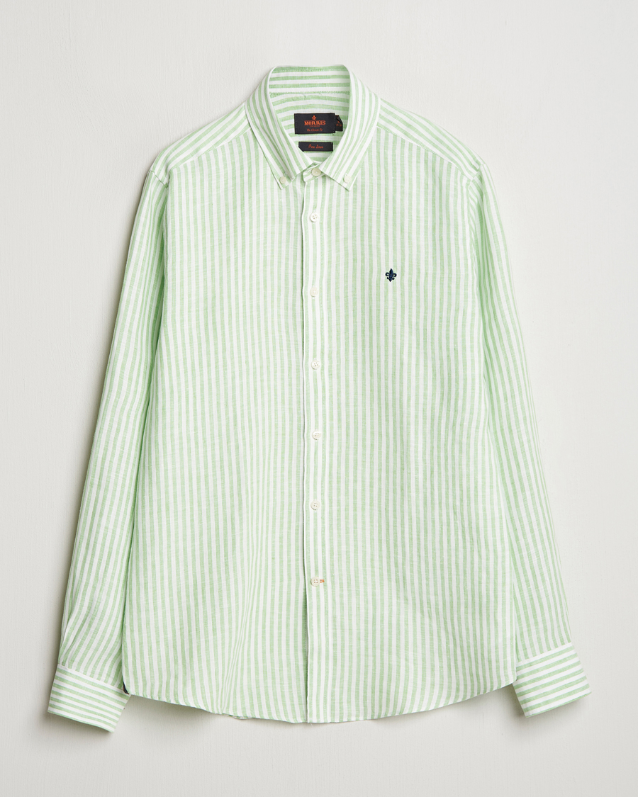 Hombres | Camisas | Morris | Douglas Striped Linen Shirt Green