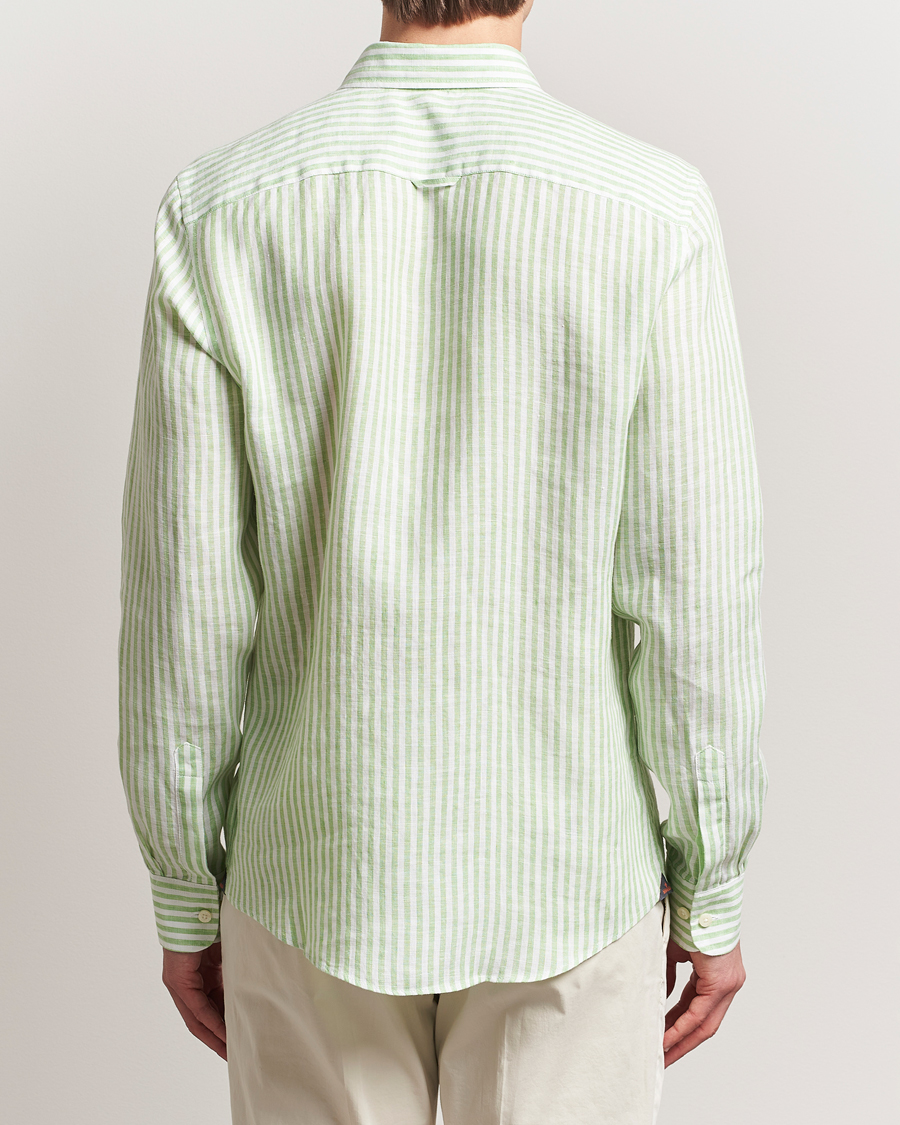 Hombres | Camisas | Morris | Douglas Striped Linen Shirt Green