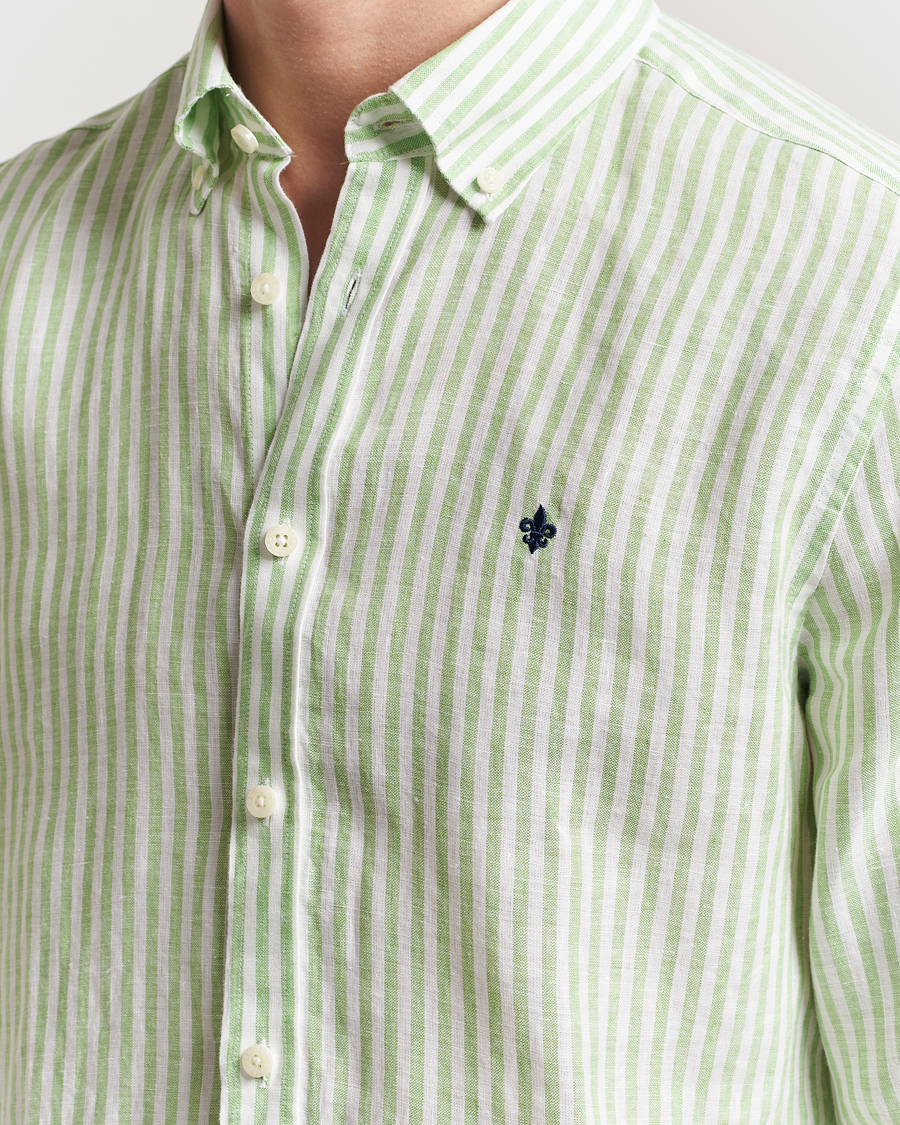 Hombres | Camisas | Morris | Douglas Striped Linen Shirt Green
