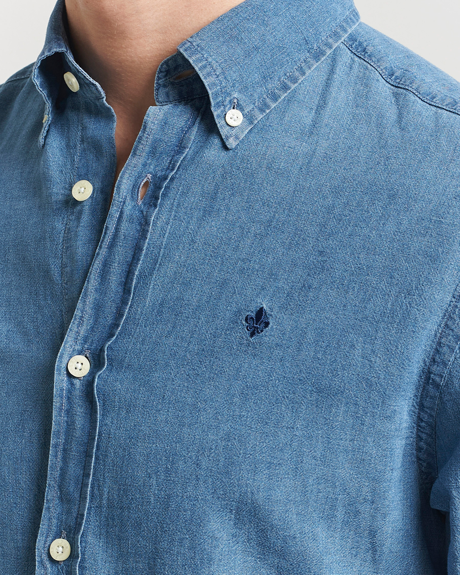 Hombres | Camisas | Morris | Linen Indigo Shirt Dark Blue