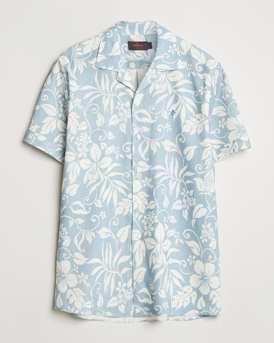 Hombres | Camisas | Morris | Tropical Short Sleeve Shirt Blue