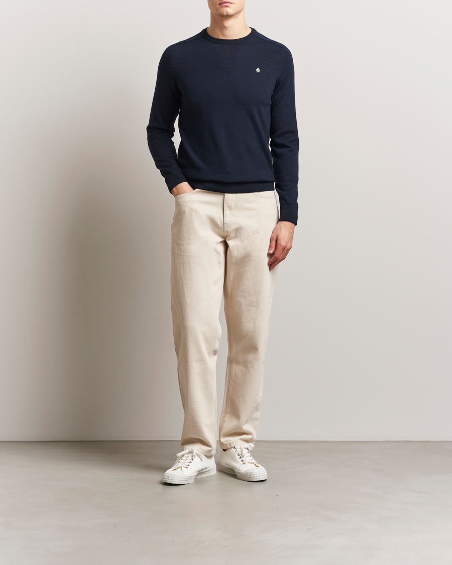 Hombres | Jerséis y prendas de punto | Morris | Merino O-Neck Navy
