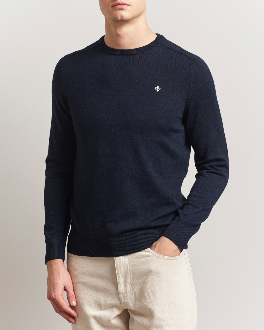 Hombres | Jerséis y prendas de punto | Morris | Merino O-Neck Navy