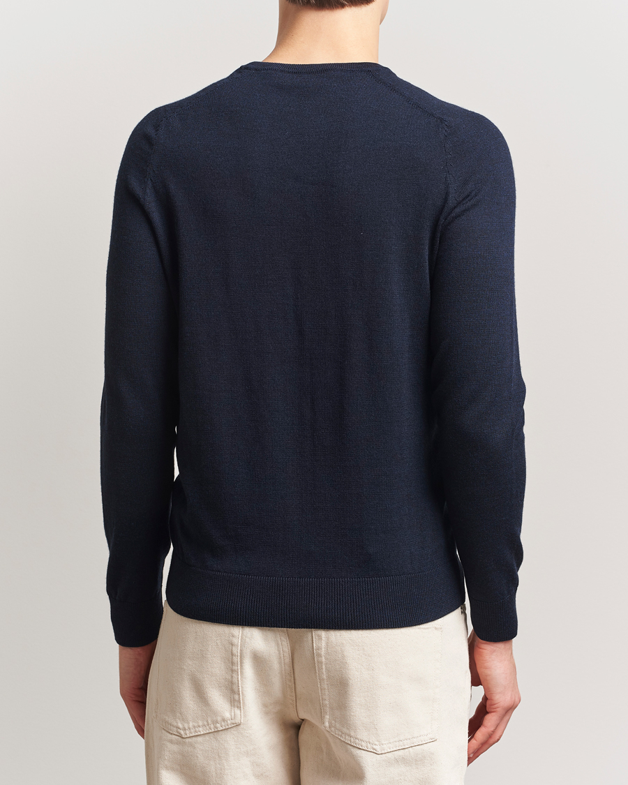 Hombres | Jerséis y prendas de punto | Morris | Merino O-Neck Navy