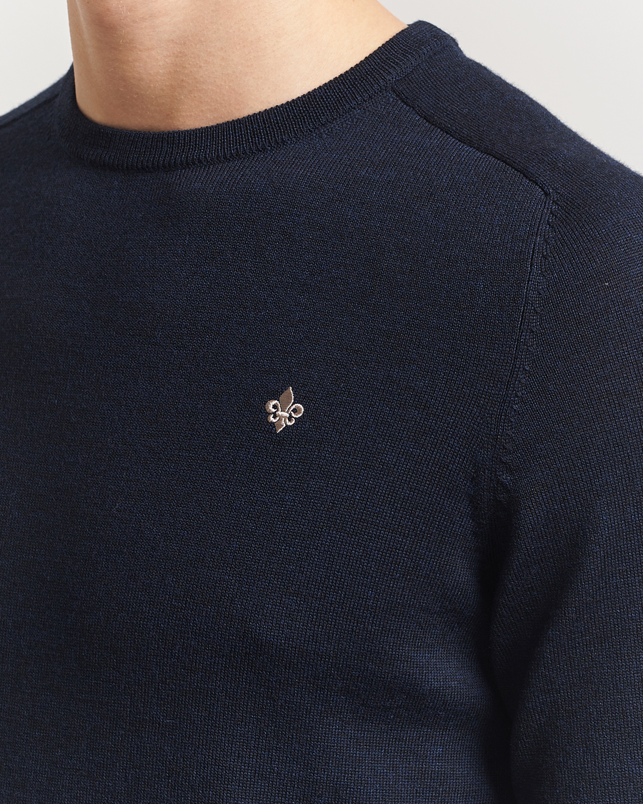 Hombres | Jerséis y prendas de punto | Morris | Merino O-Neck Navy