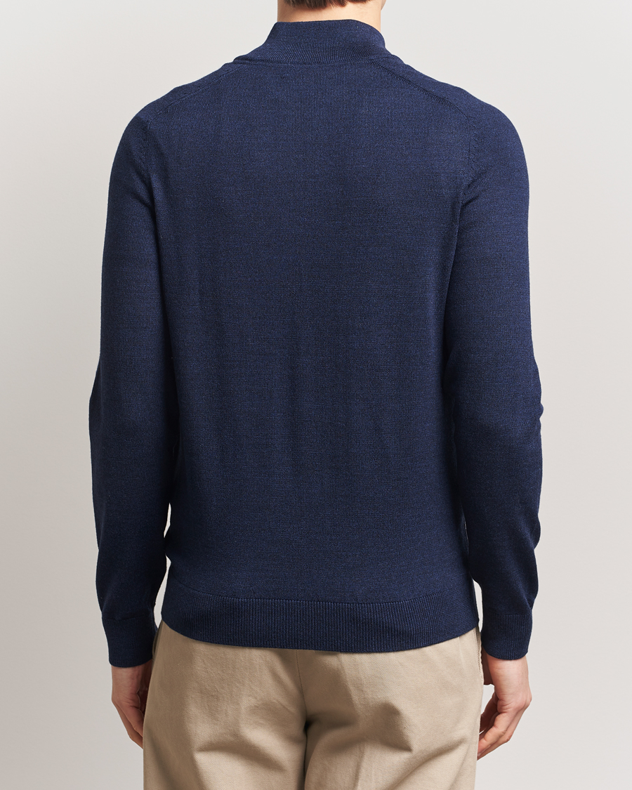 Hombres | Jerséis y prendas de punto | Morris | John Merino Half Zip Dark Blue
