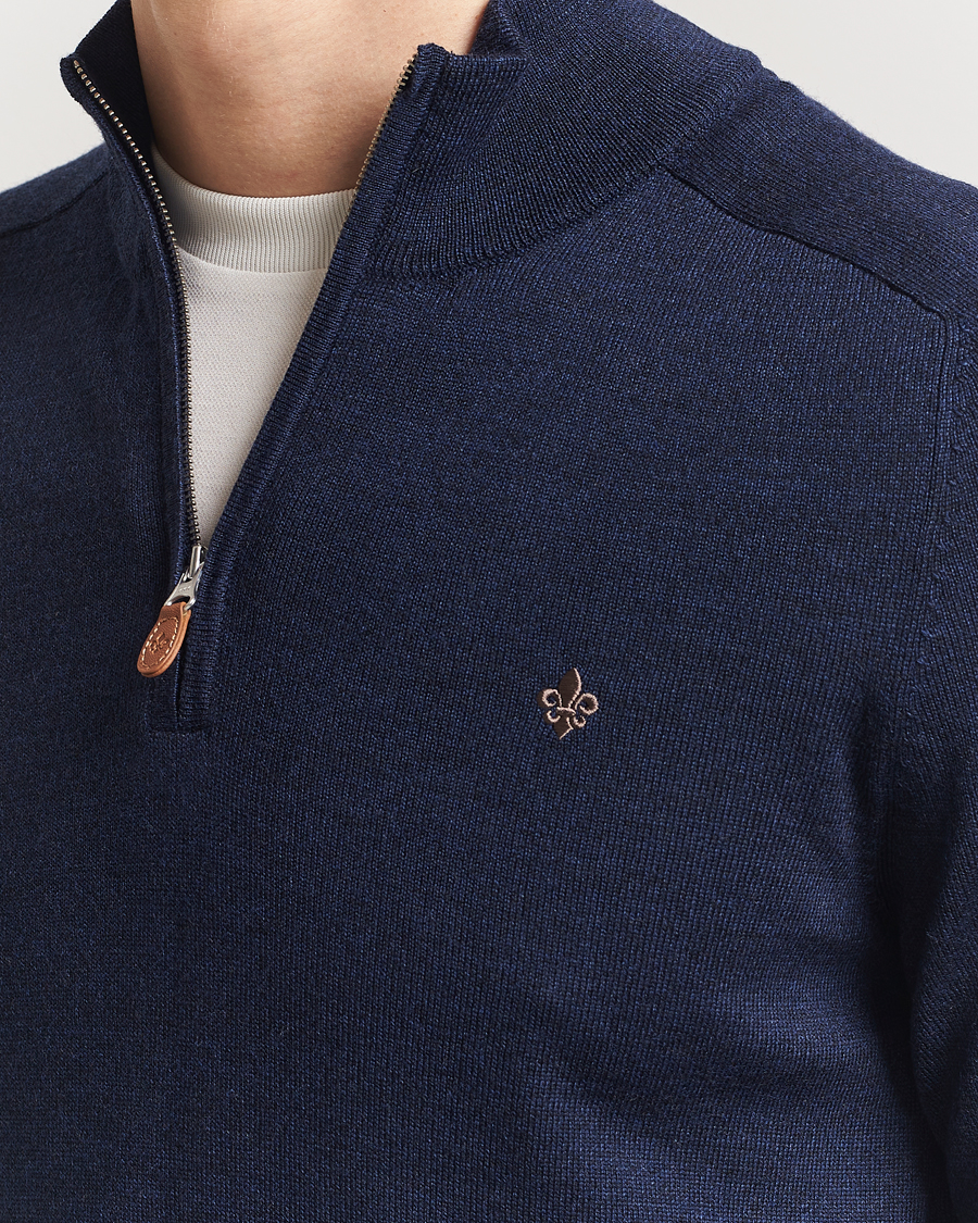 Hombres | Jerséis y prendas de punto | Morris | John Merino Half Zip Dark Blue