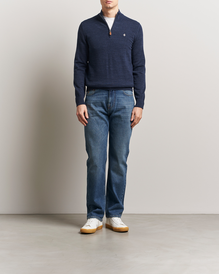 Hombres | Jerséis y prendas de punto | Morris | Randall Half Zip Dark Blue