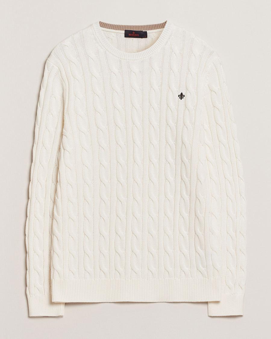 Hombres | Jerséis y prendas de punto | Morris | Ethan Cable O-Neck Off White