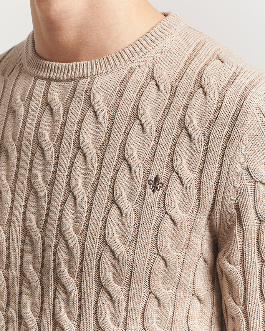 Hombres | Jerséis y prendas de punto | Morris | Ethan Cable O-Neck Khaki