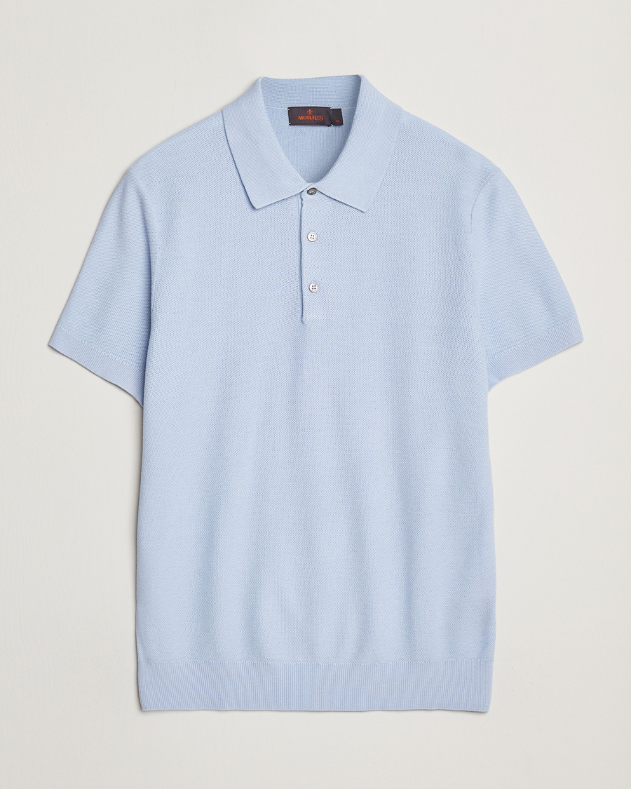 Hombres | Polos | Morris | Walter Knitted Polo Light Blue