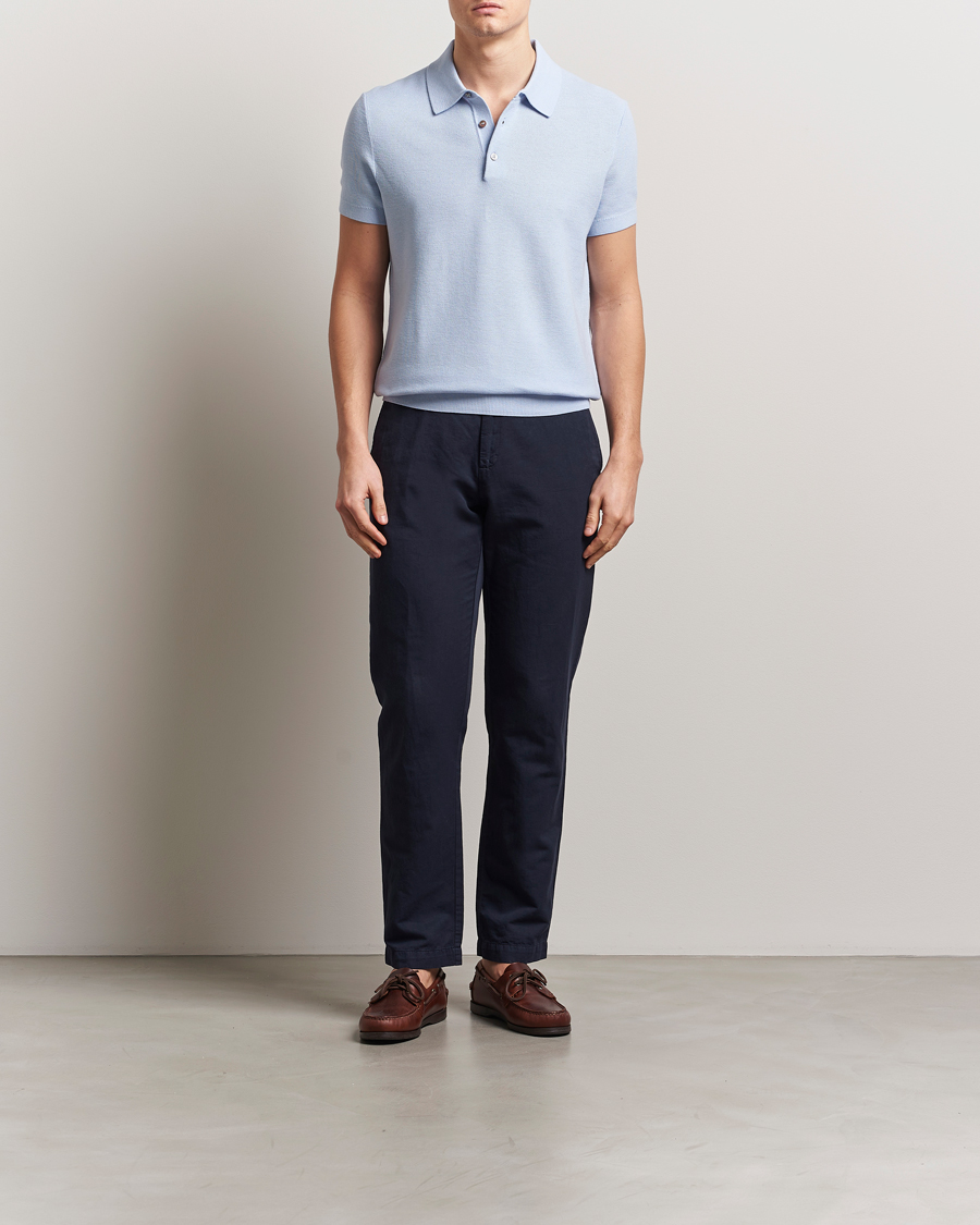 Hombres | Polos | Morris | Walter Knitted Polo Light Blue