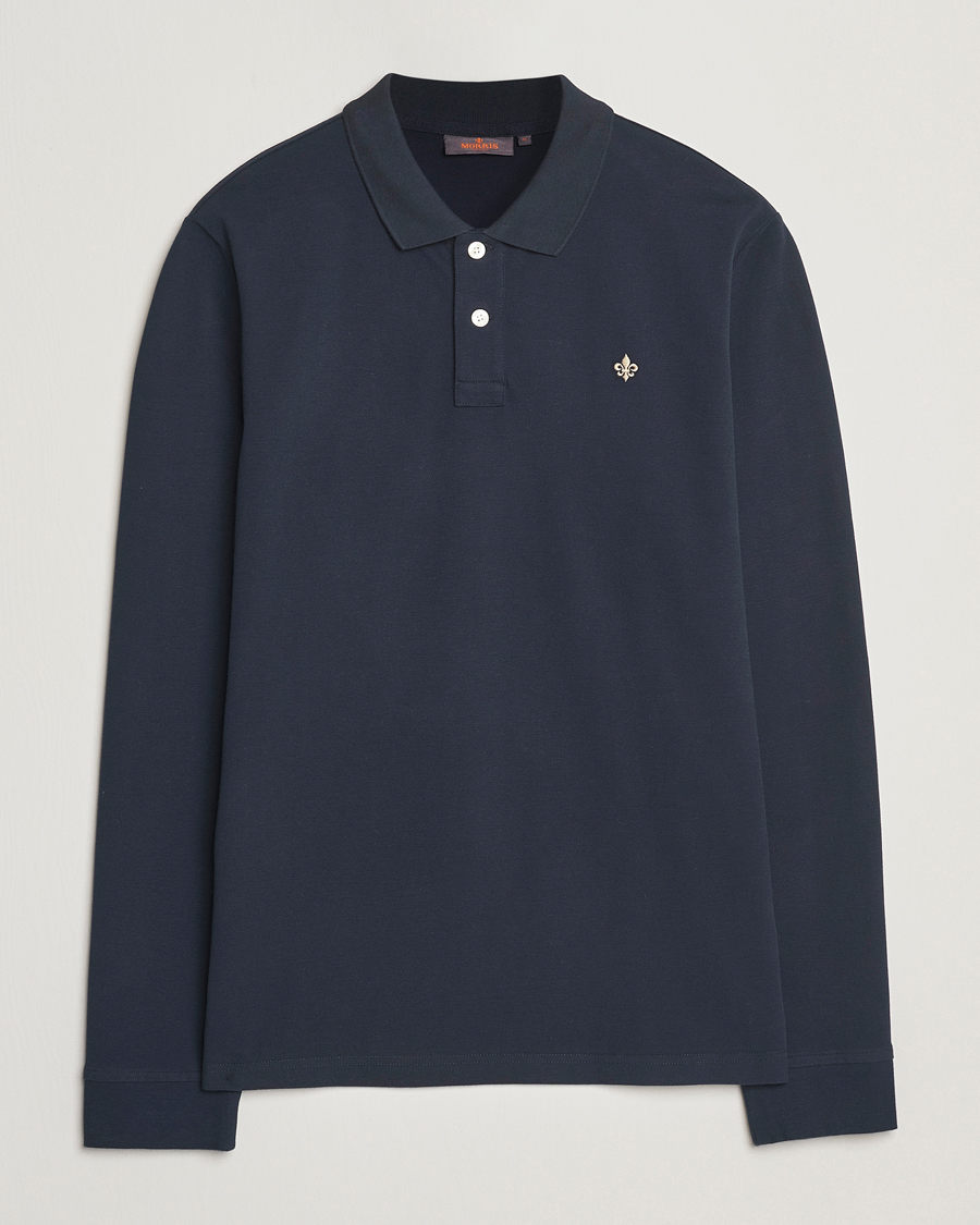 Hombres | Jerséis y prendas de punto | Morris | Camden Long Sleeve Pique Dark Blue