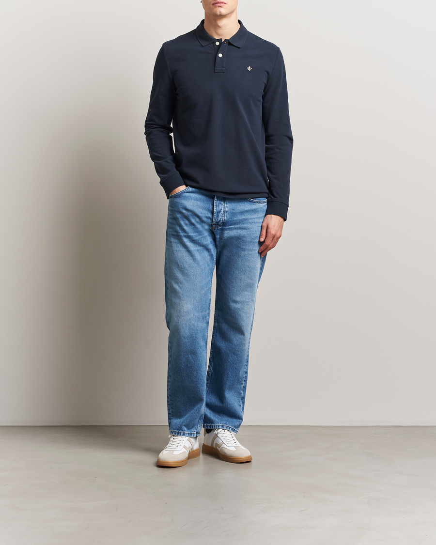 Hombres | Jerséis y prendas de punto | Morris | Camden Long Sleeve Pique Dark Blue