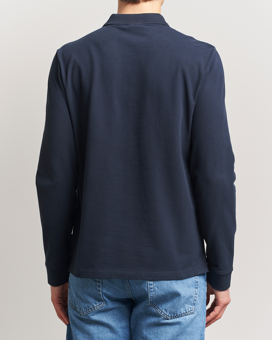 Hombres | Jerséis y prendas de punto | Morris | Camden Long Sleeve Pique Dark Blue