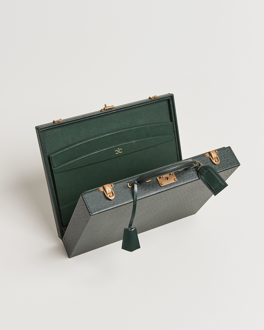 Hombres | Louis Vuitton Pre-Owned Diplomat Briefcase Taiga Green | Louis Vuitton Pre-Owned | Diplomat Briefcase Taiga Green