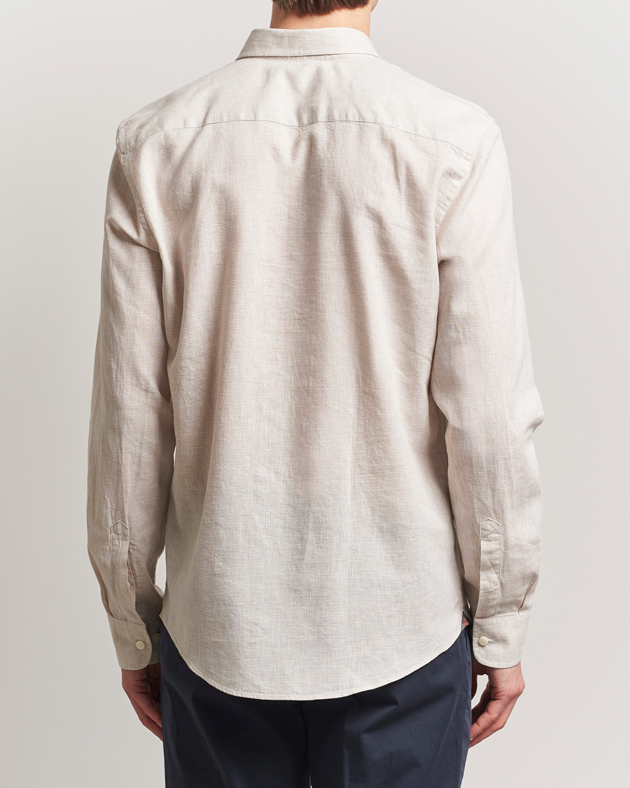 Hombres | Camisas | Morris | Linen Checked Shirt Khaki