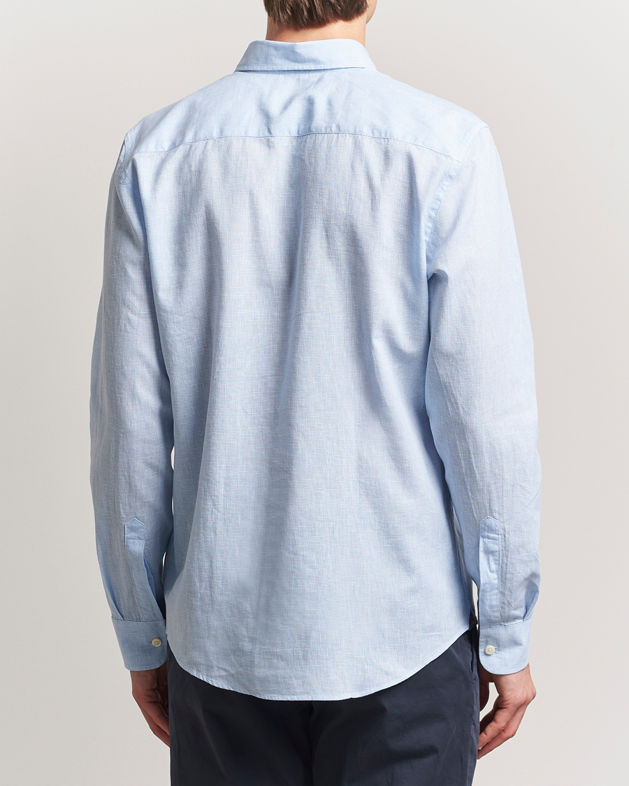 Hombres | Camisas | Morris | Linen Checked Shirt Blue