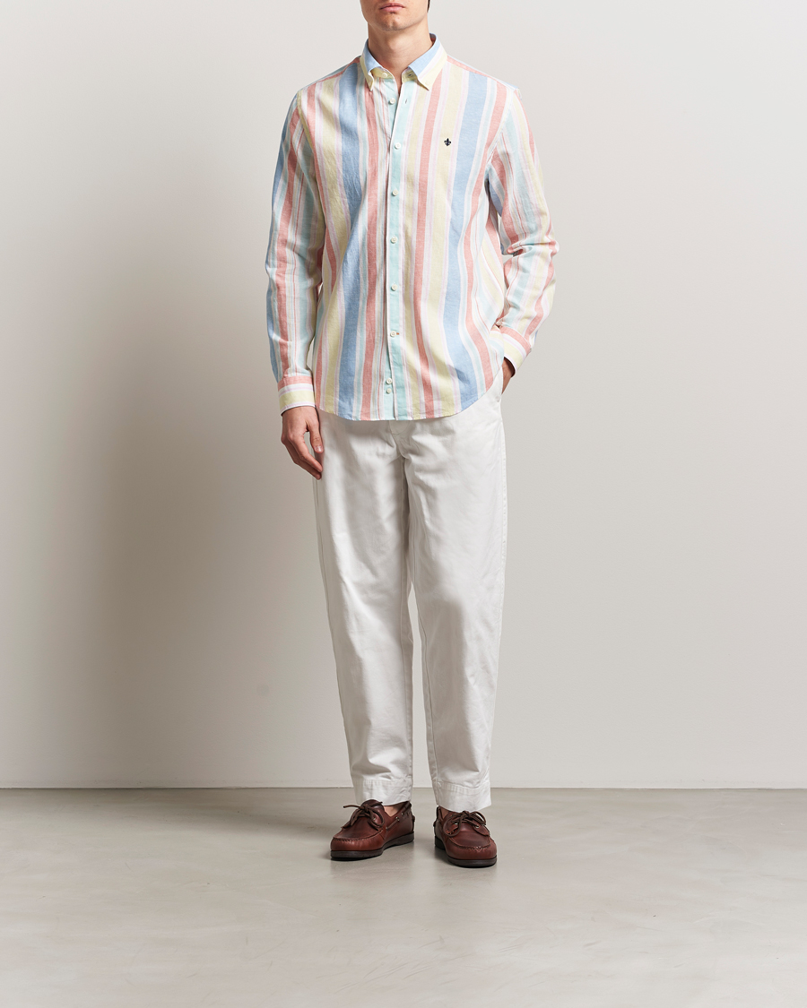 Hombres | Camisas | Morris | Happy Linen Striped Shirt Yellow