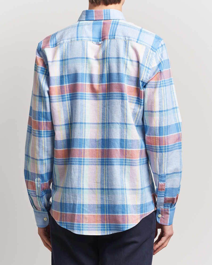 Hombres | Camisas | Morris | Happy Linen Checked Shirt Blue