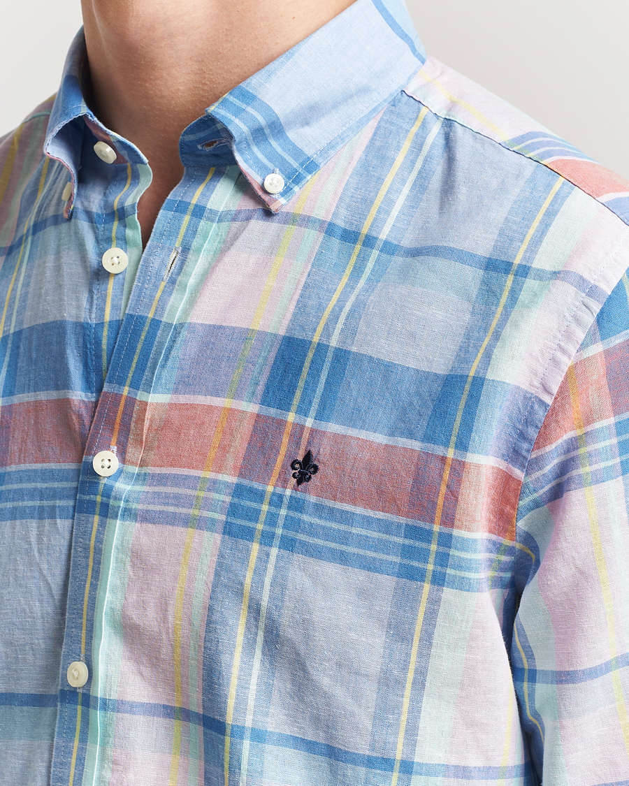 Hombres | Camisas | Morris | Happy Linen Checked Shirt Blue