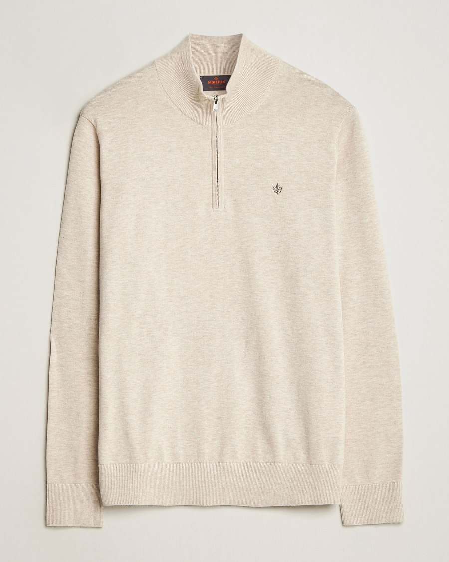 Hombres | Jerséis y prendas de punto | Morris | Riley Cotton Half Zip Khaki