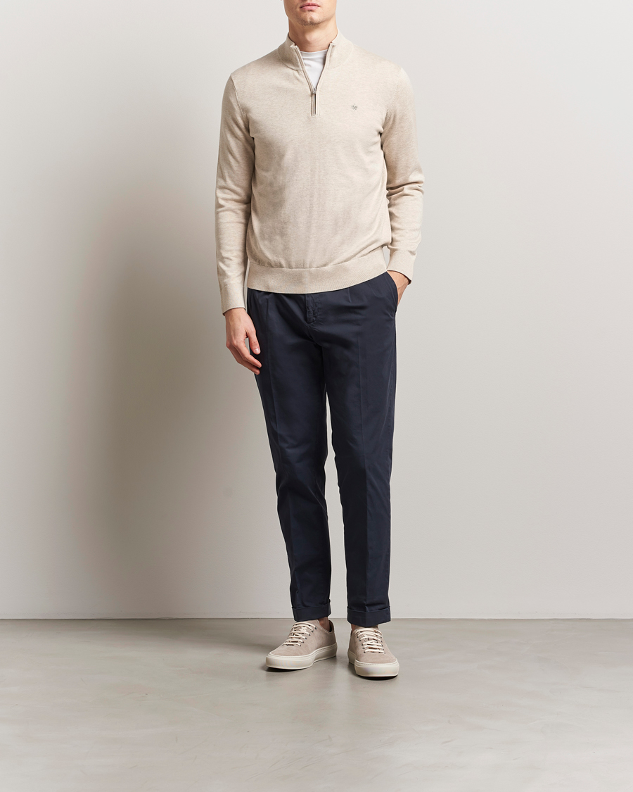 Hombres | Jerséis y prendas de punto | Morris | Riley Cotton Half Zip Khaki